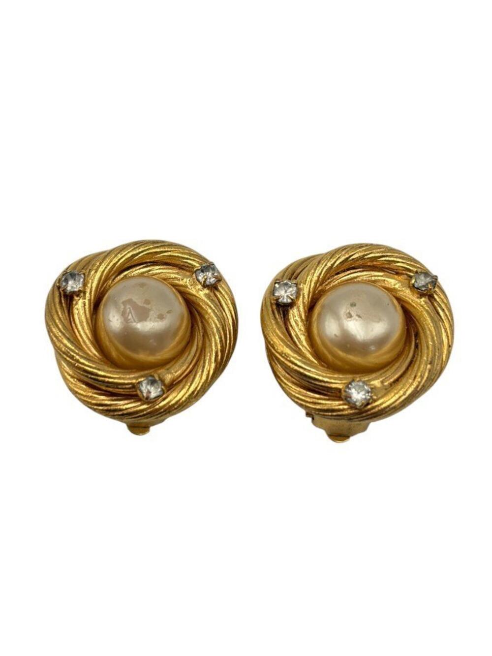 Chanel Earrings Pearl Gold-Tone Metal #378172C36B